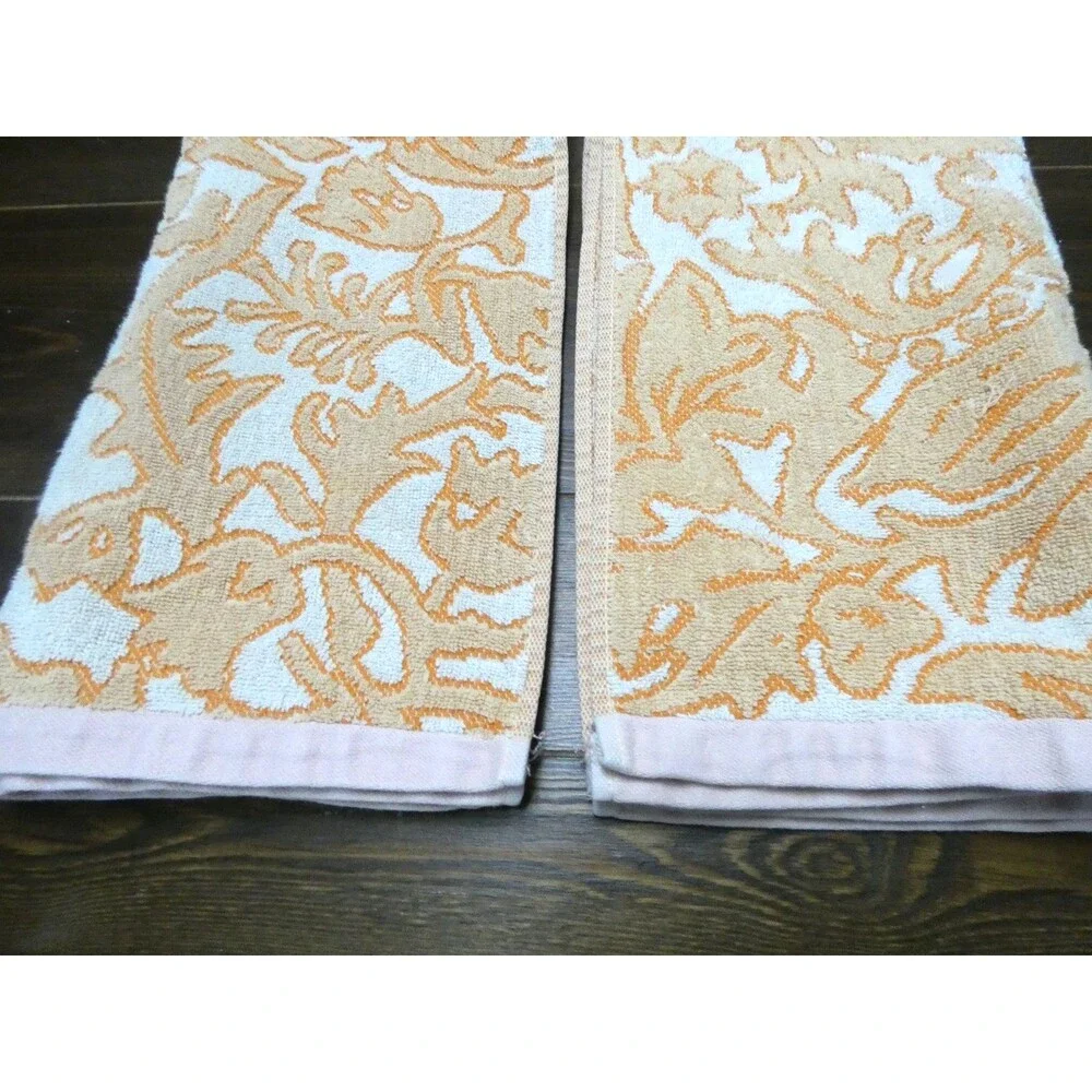 Anthropologie Set of 2 Devon Floral Collection Hand Towels 100% Cotton 16